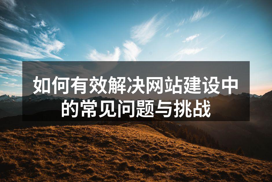 如何有效解决网站建设中的常见问题与挑战