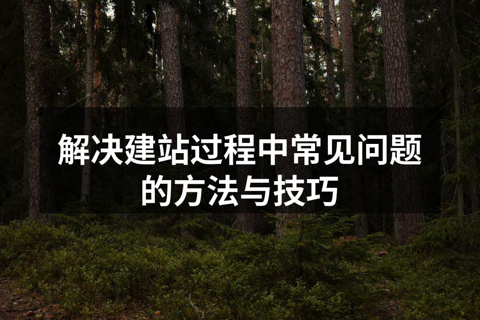 解决建站过程中常见问题的方法与技巧