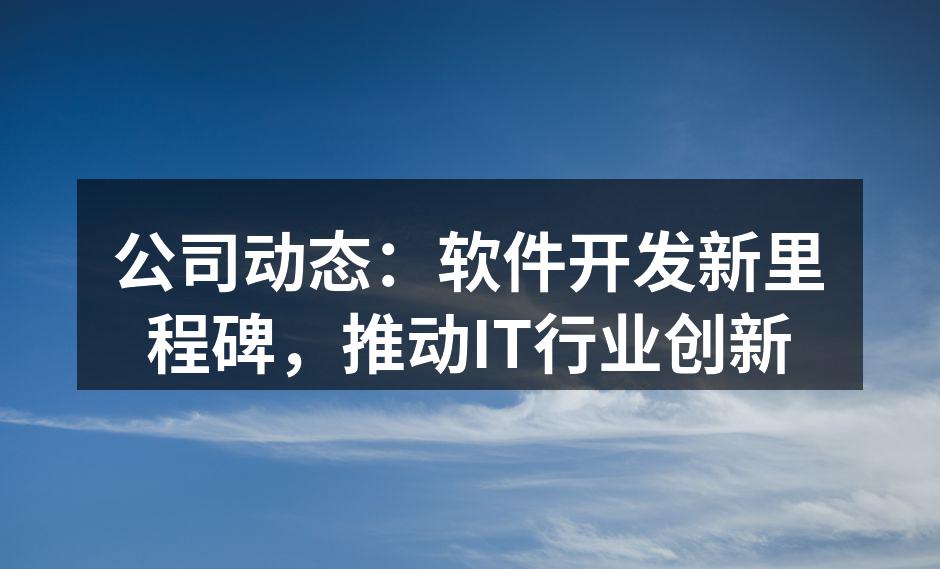 公司动态：软件开发新里程碑，推动IT行业创新